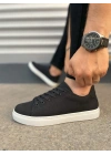 JY122 Mode Bağcıklı Süet Erkek Günlük Sneaker Ayakkabı SBT - Siyah