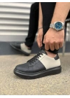 JY151 Boost Bağcıklı Cilt Süet Erkek Günlük Sneaker Ayakkabı CSST - Siyah/Gri
