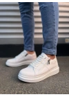JY155 Warrior Bağcıklı ve Fermuarlı Cilt Erkek Günlük Sneaker Ayakkabı CBT - Beyaz