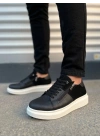 JY155 Warrior Bağcıklı ve Fermuarlı Cilt Süet Erkek Günlük Sneaker Ayakkabı CSBT - Siyah