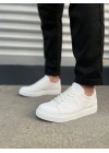 JY165 Elite Bağcıklı Cilt Erkek Günlük Sneaker Ayakkabı CBT - Beyaz