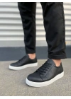 JY165 Elite Bağcıklı Cilt Erkek Günlük Sneaker Ayakkabı CBT - Siyah