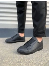 JY165 Elite Bağcıklı Cilt Erkek Günlük Sneaker Ayakkabı CST - Siyah