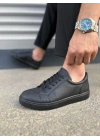 JY165 Elite Bağcıklı Cilt Erkek Günlük Sneaker Ayakkabı CST - Siyah