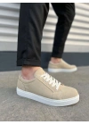 JY165 Elite Bağcıklı Süet Erkek Günlük Sneaker Ayakkabı SBT - Krem
