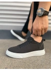 JY204 Flex Bağcıklı Keten Kumaş Erkek Günlük Sneaker Ayakkabı KBT - Siyah