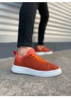 JY204 Flex Bağcıklı Keten Kumaş Erkek Günlük Sneaker Ayakkabı KBT - Turuncu