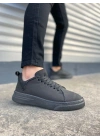 JY204 Flex Bağcıklı Keten Kumaş Erkek Günlük Sneaker Ayakkabı KST - Siyah