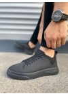 JY204 Flex Bağcıklı Keten Kumaş Erkek Günlük Sneaker Ayakkabı KST - Siyah