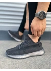 JY305 Pulse Bağcıklı Triko Kumaş Erkek Günlük Spor Ayakkabı TBT - Siyah