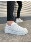JY502 Bold Bağcıklı Cilt Erkek Günlük Sneaker Ayakkabı CBT - Beyaz