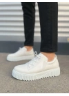 JY502 Bold Bağcıklı Cilt Erkek Günlük Sneaker Ayakkabı CBT - Beyaz