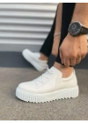 JY502 Bold Bağcıklı Cilt Erkek Günlük Sneaker Ayakkabı CBT - Beyaz