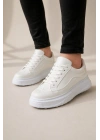JY507 Dara Bağcıklı Cilt Erkek Günlük Sneaker Ayakkabı CBT Beyaz