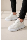 JY507 Dara Bağcıklı Cilt Erkek Günlük Sneaker Ayakkabı CBT Beyaz