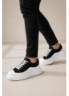 JY507 Dara Bağcıklı Süet Cilt Erkek Günlük Sneaker Ayakkabı SCBT Siyah/Beyaz