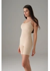 Kadın Ten  Dikişsiz Askılı Tulum Bodysuit 12483