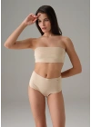 Kadın Ten Dikişsiz Yüksek Bel Marka Baskılı Slip 7003