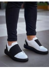 Kb-040 Kuback Beyaz Cilt Siyah Yüksek Taban Lastikli Günlük Erkek Ayakkabı Erkek Günlük Ayakkabı