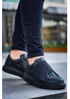 Kb-040 Kuback Siyah Cilt Siyah Yüksek Taban Lastikli Günlük Erkek Ayakkabı Erkek Günlük Ayakkabı