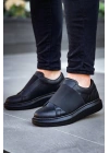 Kb-040 Kuback Siyah Cilt Siyah Yüksek Taban Lastikli Günlük Erkek Ayakkabı Erkek Günlük Ayakkabı