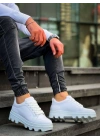 Kb-056 Kuback Beyaz Cilt Beyaz Yüksek Taban Günlük Erkek Spor Ayakkabı