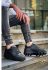 KB-056 Kuback Siyah Cilt Siyah Yüksek Taban Günlük Spor Ayakkabı