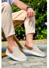 KB-114  Kuback Bej Taba Triko Yüksek Taban Bağcıksız Günlük Erkek Ayakkabı