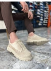 KB-703 Kuback Bej Süet Lastikli Günlük Erkek Ayakkabı