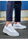KB-CX-3 Kuback Kısa Beyaz Keten Beyaz Yüksek Taban Spor Ayakkabı