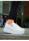 KB-X155 Kuback Beyaz Cilt Detaylı Beyaz Yüksek Taban Günlük Spor Ayakkabı
