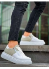 Kb-x155 Kuback Beyaz Cilt Gri Süet Detaylı Beyaz Yüksek Taban Günlük Erkek Spor Ayakkabı
