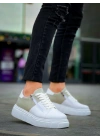 Kb-x155 Kuback Beyaz Cilt Gri Süet Detaylı Beyaz Yüksek Taban Günlük Erkek Spor Ayakkabı