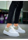 KB-X155 Kuback Beyaz Cilt Gri Süet Detaylı Beyaz Yüksek Taban Günlük Spor Ayakkabı