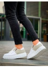 Kb-x155 Kuback Beyaz Cilt Gri Süet Detaylı Beyaz Yüksek Taban Günlük Erkek Spor Ayakkabı