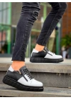 Kb-x155 Kuback Beyaz Cilt Siyah Cilt Detaylı Siyah Yüksek Taban Günlük Erkek Spor Ayakkabı