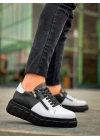 Kb-x155 Kuback Beyaz Cilt Siyah Cilt Detaylı Siyah Yüksek Taban Günlük Erkek Spor Ayakkabı