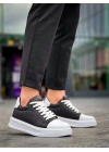 Kb-x46 Kuback Siyah Beyaz Yüksek Beyaz Taban Günlük Erkek Spor Ayakkabı
