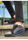 KB-X46 Kuback Siyah Gri Yüksek Siyah Taban Günlük Spor Ayakkabı