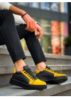 Kb-x46 Kuback Siyah Sarı Yüksek Siyah Taban Günlük Erkek Spor Ayakkabı