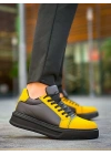 Kb-x46 Kuback Siyah Sarı Yüksek Siyah Taban Günlük Erkek Spor Ayakkabı