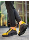 KB-X46 Kuback Siyah Sarı Yüksek Siyah Taban Günlük Spor Ayakkabı