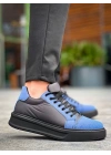 Kb-x46 Kuback Siyah Sax Mavi Yüksek Siyah Taban Günlük Erkek Spor Ayakkabı