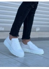 KB-X502  Kuback Beyaz Cilt Yüksek Beyaz Taban Bağcık Detaylı Lastikli Günlük Erkek Ayakkabı