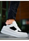 Kb-x8 Kuback Beyaz Siyah Cilt Yüksek Taban Günlük Erkek Spor Ayakkabı
