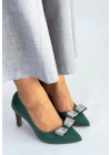Keana Yeşil Cilt Kadın Topuklu Ayakkabı