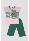 Kız Çocuk Ayıcık Desenli Alt Üst Pijama Takımı