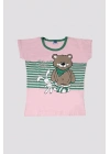 Kız Çocuk Ayıcık Desenli Alt Üst Pijama Takımı