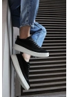 Knack Sneakers Ayakkabı 010 Siyah Süet (Beyaz Taban)