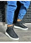 Knack Yüksek Taban Ayakkabı C-030 Siyah (Beyaz Taban)